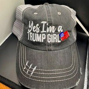 Women's Yes, I'm a Trump Girl- Distressed Baseball Hat